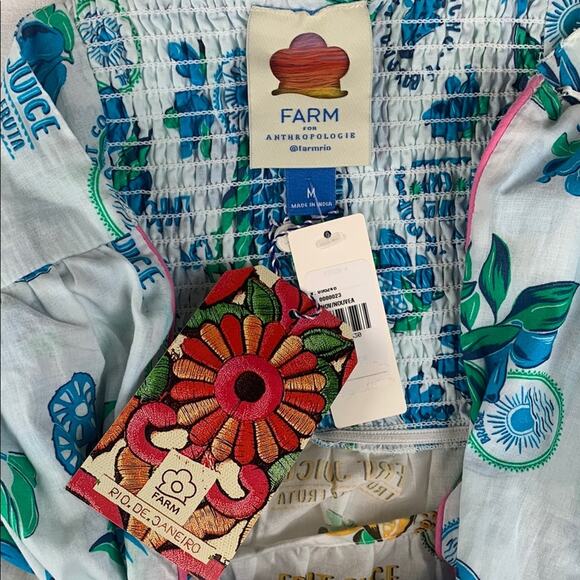 FARM Rio size medium tiered midi cutout new Colorful Tropical Print Dress coveru - Picture 12 of 16